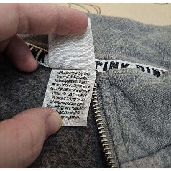 Victoria's Secret Pink 1/4 Zip Pullover Sweatshirt Cropped Size Large Stripe - Picture 4 of 8